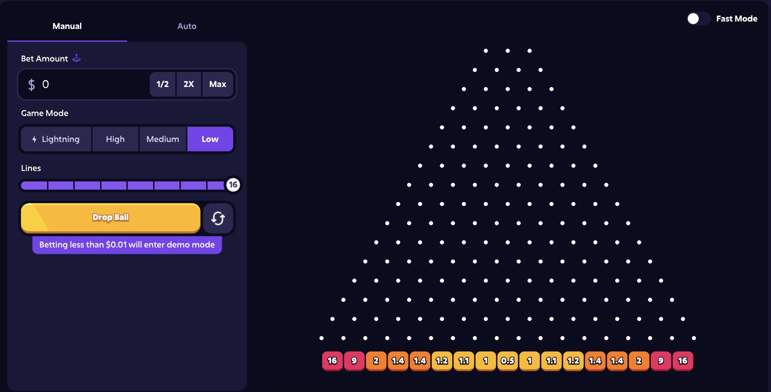 Plinko at Roobet — game screen