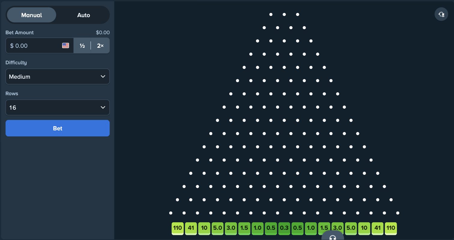 Plinko at Stake — game screen